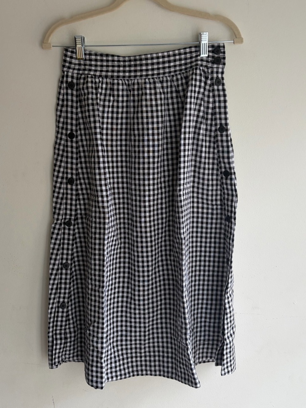 NWT! MADEWELL Side Button Gingham Black White Midi Skirt Size 2 - Picture 4 of 7